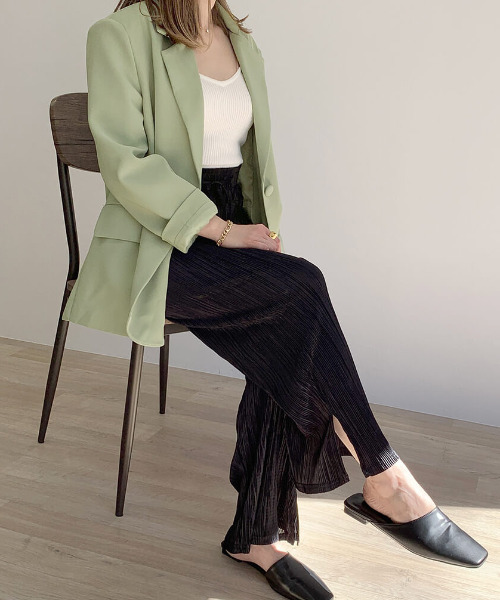 ISOOK（アイスー）の「Design color jacket / デザインカラージャケット（テーラードジャケット・レディース・ブラック/モカ/ミント・FREE）」の6枚目の写真