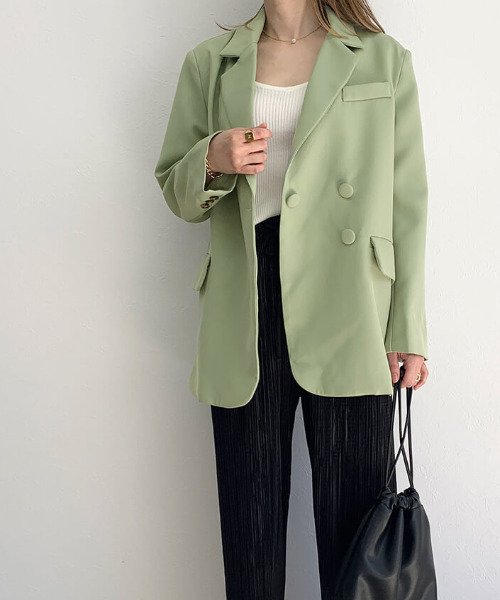 ISOOK（アイスー）の「Design color jacket / デザインカラージャケット（テーラードジャケット・レディース・ブラック/モカ/ミント・FREE）」の7枚目の写真