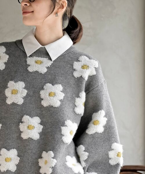 rps（アールピーエス）の「３Ｄフラワーニットプルオーバー（ニット/セーター・レディース・ブラック/ブルー/グリーン/杢グレー/ブルーグリーン/パープル/オレンジ/イエロー・M/フリー）」の13枚目の写真