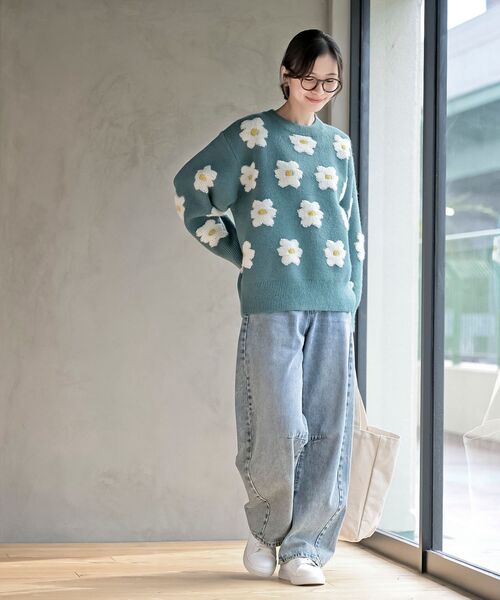 rps（アールピーエス）の「３Ｄフラワーニットプルオーバー（ニット/セーター・レディース・ブラック/ブルー/グリーン/杢グレー/ブルーグリーン/パープル/オレンジ/イエロー・M/フリー）」の17枚目の写真