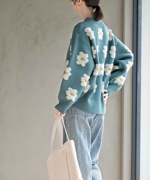 rps（アールピーエス）の「３Ｄフラワーニットプルオーバー（ニット/セーター・レディース・ブラック/ブルー/グリーン/杢グレー/ブルーグリーン/パープル/オレンジ/イエロー・M/フリー）」の18枚目の写真