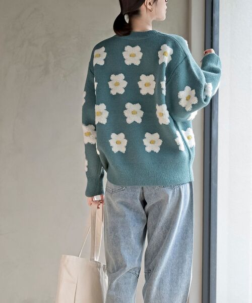 rps（アールピーエス）の「３Ｄフラワーニットプルオーバー（ニット/セーター・レディース・ブラック/ブルー/グリーン/杢グレー/ブルーグリーン/パープル/オレンジ/イエロー・M/フリー）」の19枚目の写真