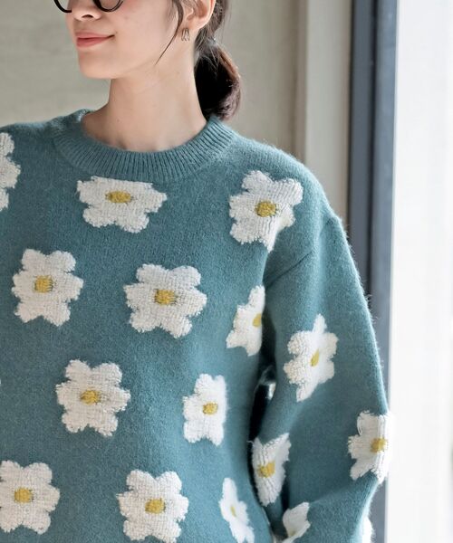 rps（アールピーエス）の「３Ｄフラワーニットプルオーバー（ニット/セーター・レディース・ブラック/ブルー/グリーン/杢グレー/ブルーグリーン/パープル/オレンジ/イエロー・M/フリー）」の21枚目の写真