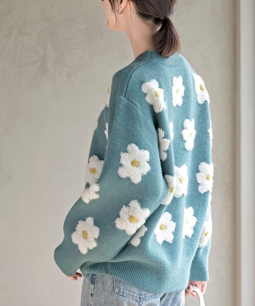 rps（アールピーエス）の「３Ｄフラワーニットプルオーバー（ニット/セーター・レディース・ブラック/ブルー/グリーン/杢グレー/ブルーグリーン/パープル/オレンジ/イエロー・M/フリー）」の22枚目の写真