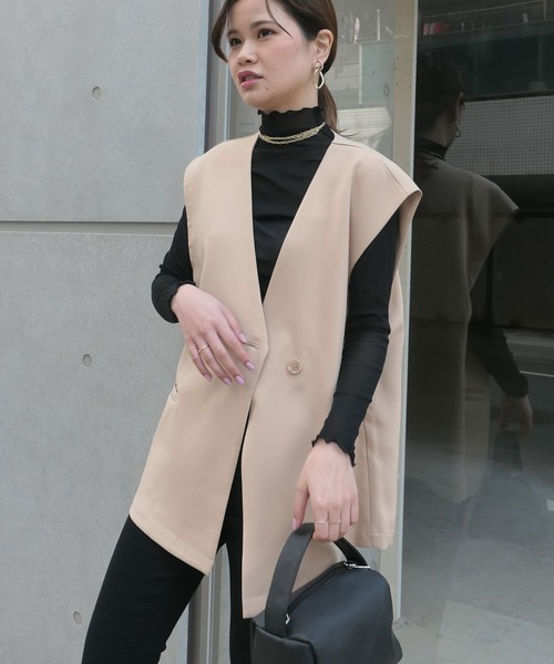 CORNERS（コーナーズ）の「ダブルボタンベスト（ベスト・レディース・ブラック/ベージュ/イエロー/アイボリー/グレイッシュベージュ・M）」の22枚目の写真