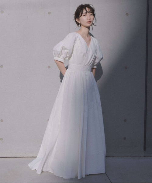 タフタカシュクールドレス［white collection］（ドレス）｜kaene