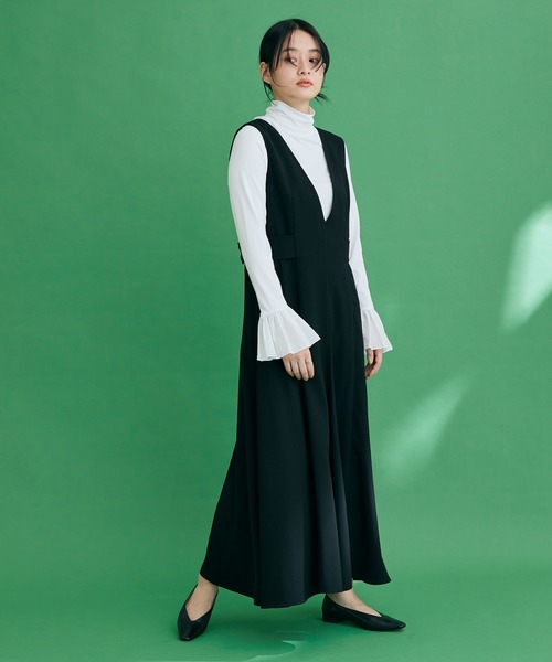 ADAM ET ROPE'（アダムエロペ）の「レザーナロースクエアフラットシューズ（パンプス・レディース・キナリ/ブラック・23.0cm/24.5cm/24.0cm/23.5cm）」の4枚目の写真