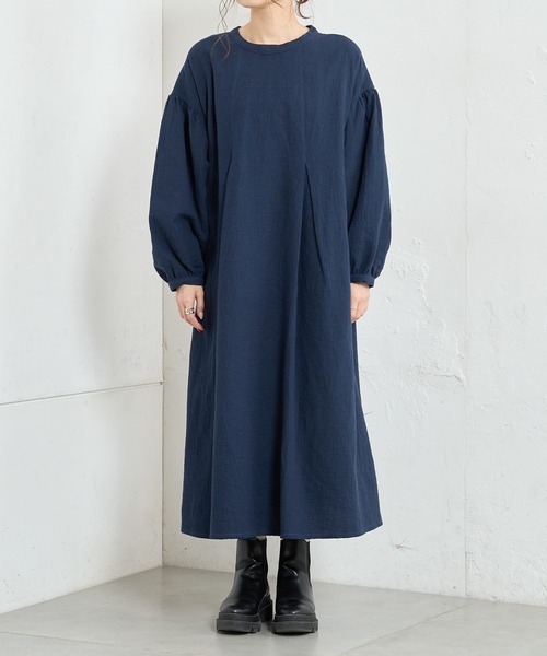 PUAL CE CIN（ピュアルセシン）の「【Du noir】綿麻ダブルガーゼ2WAYワンピース（ワンピース・レディース・ブラック/ネイビー・FREE）」の4枚目の写真