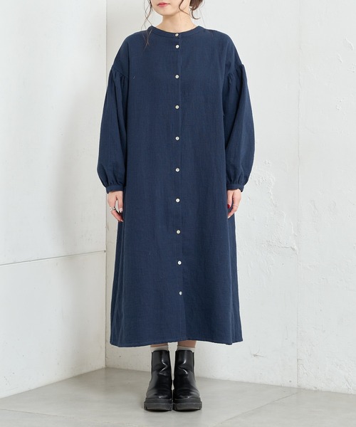 PUAL CE CIN（ピュアルセシン）の「【Du noir】綿麻ダブルガーゼ2WAYワンピース（ワンピース・レディース・ブラック/ネイビー・FREE）」の5枚目の写真