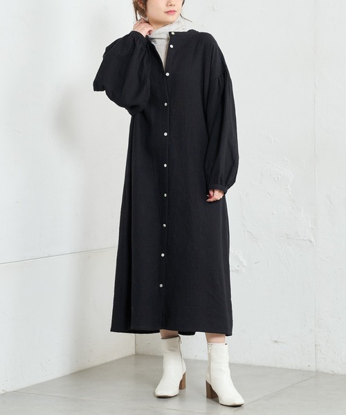 PUAL CE CIN（ピュアルセシン）の「【Du noir】綿麻ダブルガーゼ2WAYワンピース（ワンピース・レディース・ブラック/ネイビー・FREE）」の8枚目の写真