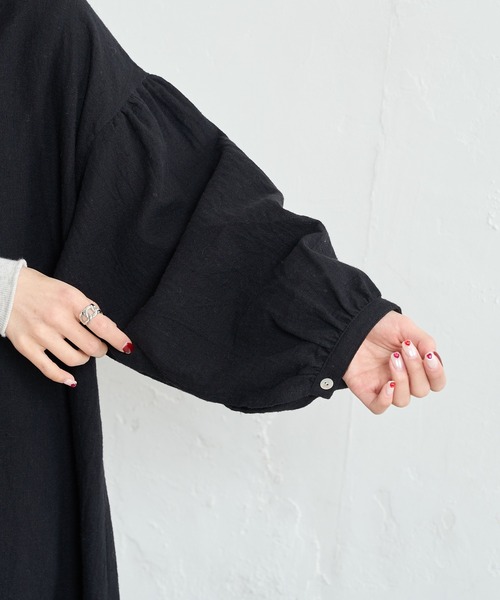 PUAL CE CIN（ピュアルセシン）の「【Du noir】綿麻ダブルガーゼ2WAYワンピース（ワンピース・レディース・ブラック/ネイビー・FREE）」の6枚目の写真