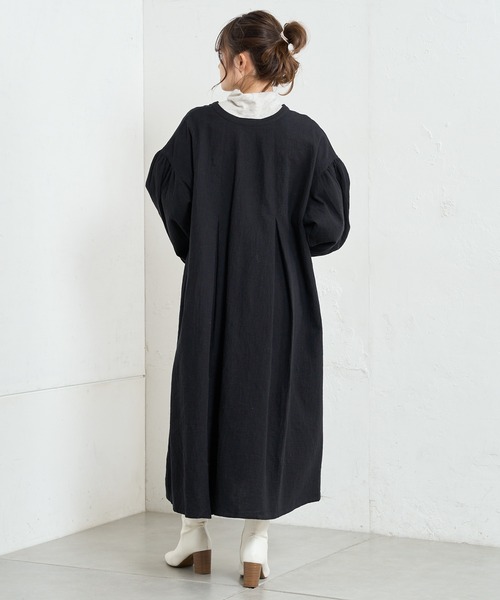 PUAL CE CIN（ピュアルセシン）の「【Du noir】綿麻ダブルガーゼ2WAYワンピース（ワンピース・レディース・ブラック/ネイビー・FREE）」の9枚目の写真
