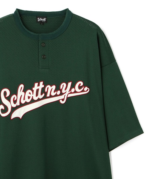 schott(ショット)の「【WEB LIMITED】Schott/ショット/MESH MESH HENRYNECK T-SHIRT/メッシュ ヘンリーTシャツ(Tシャツ/カットソー・メンズ・ブラック/ダークグリーン/その他/バーガンディー・MEDIUM/LARGE/X-LARGE)」の3枚目の写真