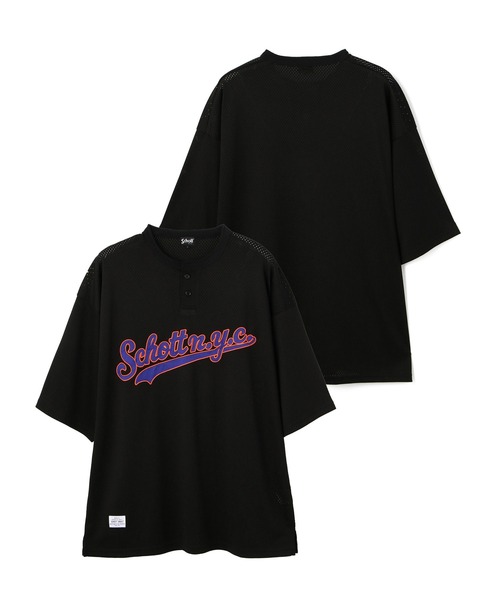 schott(ショット)の「【WEB LIMITED】Schott/ショット/MESH MESH HENRYNECK T-SHIRT/メッシュ ヘンリーTシャツ(Tシャツ/カットソー・メンズ・ブラック/ダークグリーン/その他/バーガンディー・MEDIUM/LARGE/X-LARGE)」の5枚目の写真
