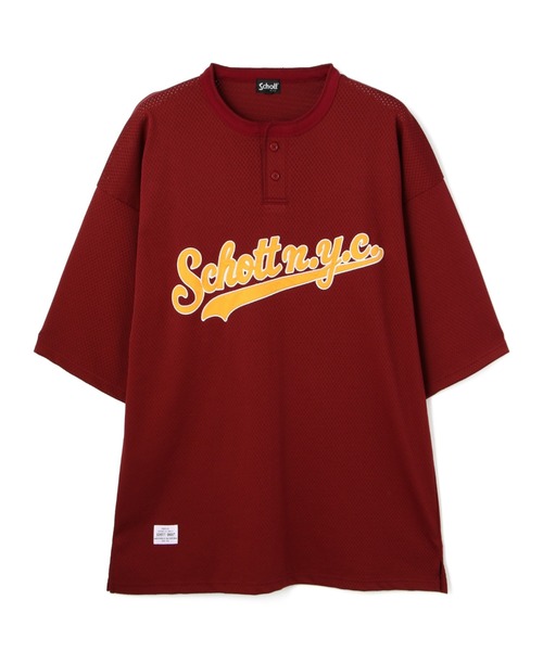 schott(ショット)の「【WEB LIMITED】Schott/ショット/MESH MESH HENRYNECK T-SHIRT/メッシュ ヘンリーTシャツ(Tシャツ/カットソー・メンズ・ブラック/ダークグリーン/その他/バーガンディー・MEDIUM/LARGE/X-LARGE)」の8枚目の写真