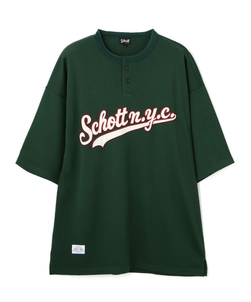 schott(ショット)の「【WEB LIMITED】Schott/ショット/MESH MESH HENRYNECK T-SHIRT/メッシュ ヘンリーTシャツ(Tシャツ/カットソー・メンズ・ブラック/ダークグリーン/その他/バーガンディー・MEDIUM/LARGE/X-LARGE)」の7枚目の写真