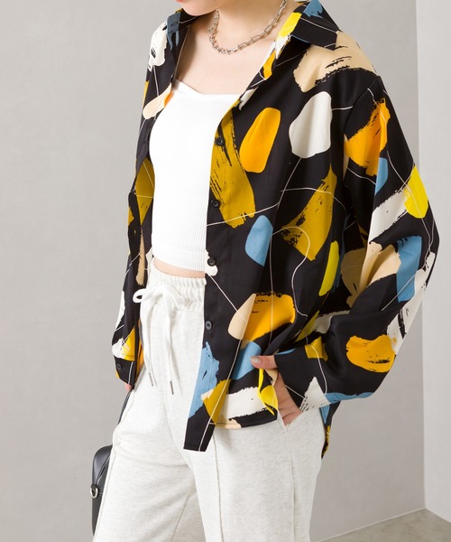 SpRay（スプレイ）の「ペイント風シャツ（シャツ/ブラウス・レディース・ホワイト/ブラック・FREE）」の8枚目の写真