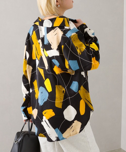 SpRay（スプレイ）の「ペイント風シャツ（シャツ/ブラウス・レディース・ホワイト/ブラック・FREE）」の9枚目の写真