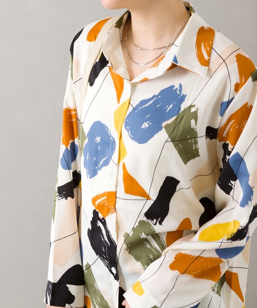 SpRay（スプレイ）の「ペイント風シャツ（シャツ/ブラウス・レディース・ホワイト/ブラック・FREE）」の18枚目の写真