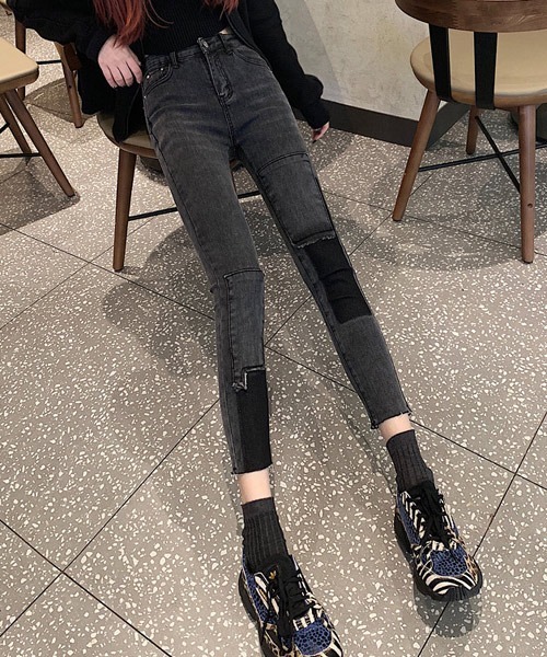 i-dare(アイディア)の「【i-dare】ハイウエスト デザイン デニムパンツ(デニムパンツ・レディース・グレー/ブルー・SMALL/MEDIUM/LARGE)」の8枚目の写真