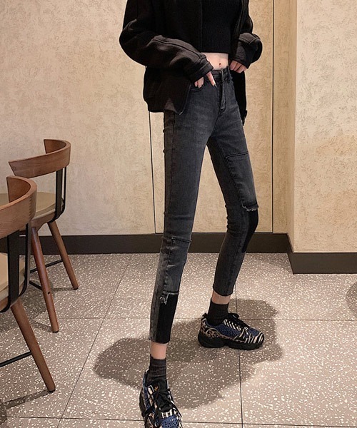 i-dare(アイディア)の「【i-dare】ハイウエスト デザイン デニムパンツ(デニムパンツ・レディース・グレー/ブルー・SMALL/MEDIUM/LARGE)」の6枚目の写真