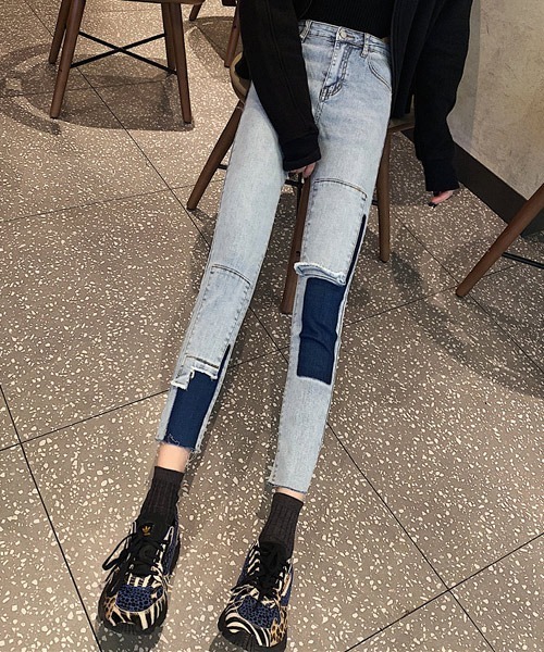 i-dare(アイディア)の「【i-dare】ハイウエスト デザイン デニムパンツ(デニムパンツ・レディース・グレー/ブルー・SMALL/MEDIUM/LARGE)」の13枚目の写真