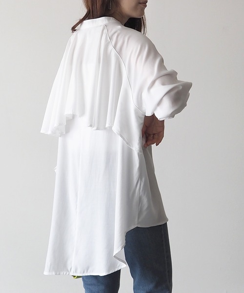 Riberry（リベリー）の「バックフリルブラウス（シャツ/ブラウス・レディース・オフホワイト/ベージュ/グリーン/オレンジ・MEDIUM）」の15枚目の写真