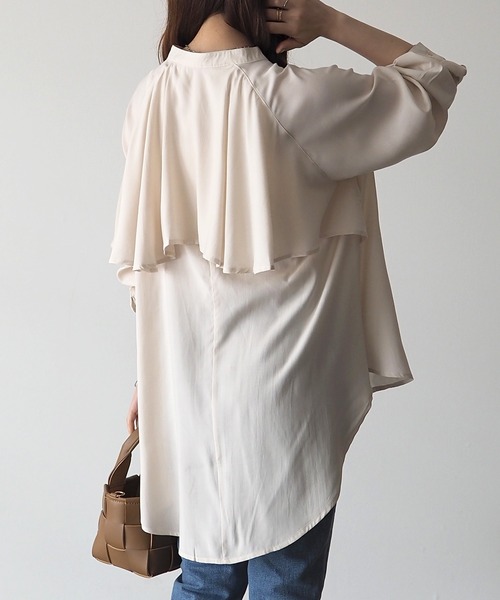 Riberry（リベリー）の「バックフリルブラウス（シャツ/ブラウス・レディース・オフホワイト/ベージュ/グリーン/オレンジ・MEDIUM）」の22枚目の写真