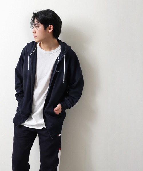 FILA（フィラ）の「【FILA】 裏毛フルジップパーカー（パーカー・レディース・ホワイト/杢グレー/グレイッシュベージュ/ブラック/ネイビー・MEDIUM/X-LARGE/LARGE）」の12枚目の写真