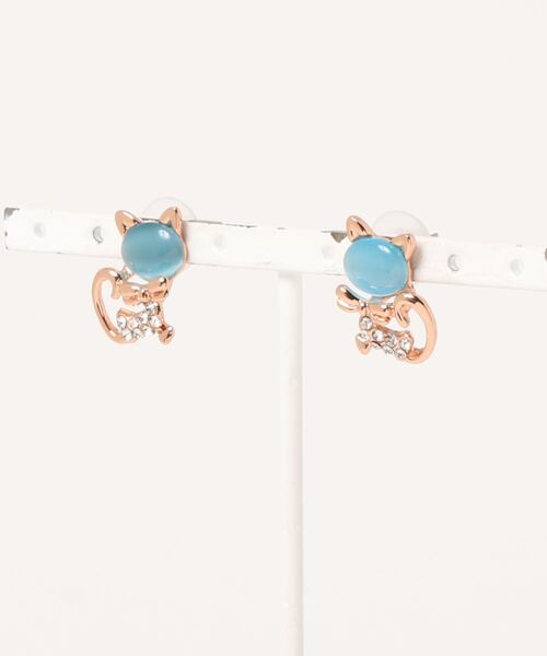 ma chere Cosette?(マシェールコゼット)の「ネコプチビジューピアス(ピアス(両耳用)・レディース・ブルー・FREE)」の3枚目の写真