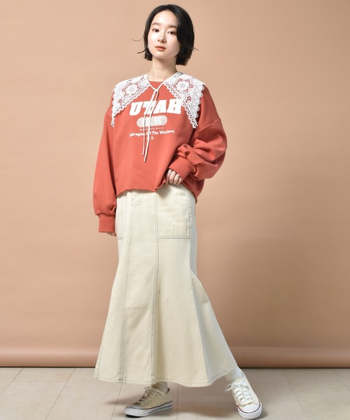 RETRO GIRL(レトロガール)の「配色ステッチマーメイドスカート(スカート・レディース・ブラック/オフホワイト/ライトグリーン/ケミカルウォッシュ・FREE)」の7枚目の写真