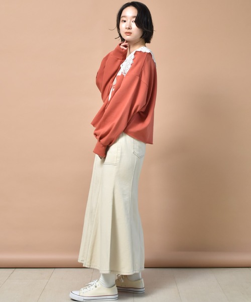 RETRO GIRL(レトロガール)の「配色ステッチマーメイドスカート(スカート・レディース・ブラック/オフホワイト/ライトグリーン/ケミカルウォッシュ・FREE)」の8枚目の写真