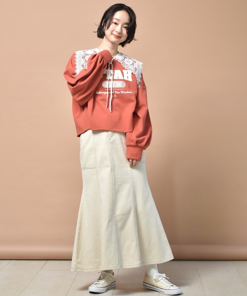 RETRO GIRL(レトロガール)の「配色ステッチマーメイドスカート(スカート・レディース・ブラック/オフホワイト/ライトグリーン/ケミカルウォッシュ・FREE)」の9枚目の写真
