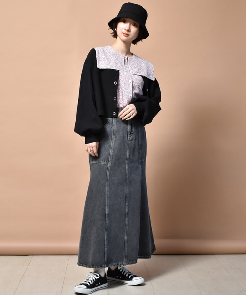 RETRO GIRL(レトロガール)の「配色ステッチマーメイドスカート(スカート・レディース・ブラック/オフホワイト/ライトグリーン/ケミカルウォッシュ・FREE)」の11枚目の写真