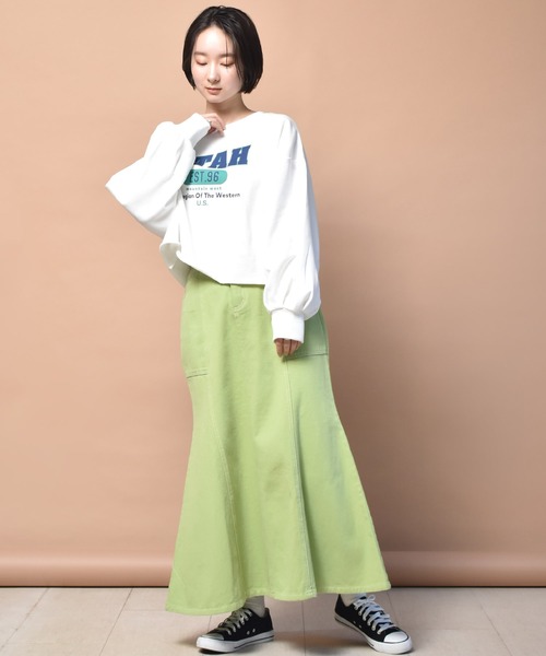 RETRO GIRL(レトロガール)の「配色ステッチマーメイドスカート(スカート・レディース・ブラック/オフホワイト/ライトグリーン/ケミカルウォッシュ・FREE)」の17枚目の写真