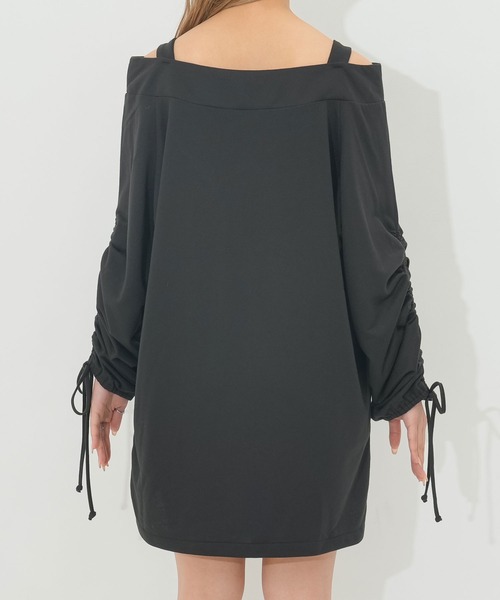 Diable baiser(ディアブルベーゼ)の「袖ドロストオフショルレースアップトップス【M~3L】(Tシャツ/カットソー・レディース・ブラック/レッド/ブルー/ボルドー/ベビーピンク・M-L/L-XL)」の12枚目の写真
