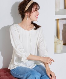 【洗える】程よい甘さが大人っぽいタック袖カットソー