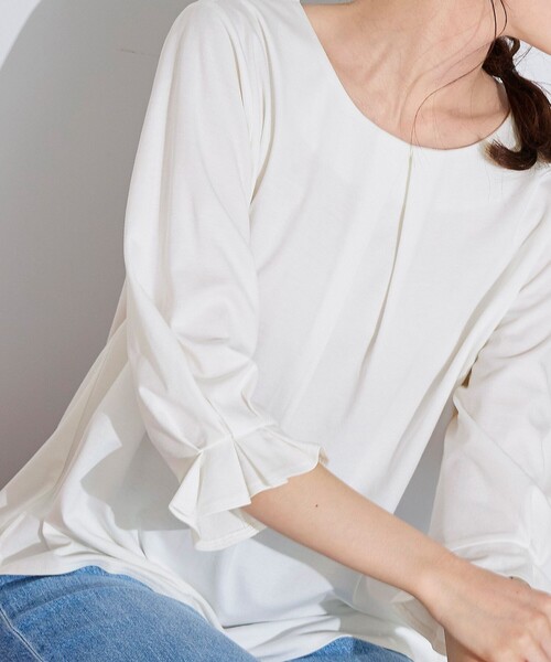 Tiaclasse(ティアクラッセ)の「【洗える】程よい甘さが大人っぽいタック袖カットソー(Tシャツ/カットソー・レディース・グレー/オフホワイト/ミント/ブラック・L/M)」の14枚目の写真