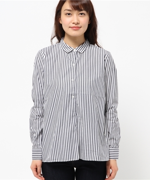 OUTLET（アウトレット）の「【CIAOPANIC TYPY】バックプリーツシャツ（シャツ/ブラウス・レディース・ネイビー/ホワイト・SMALL/MEDIUM）」の3枚目の写真
