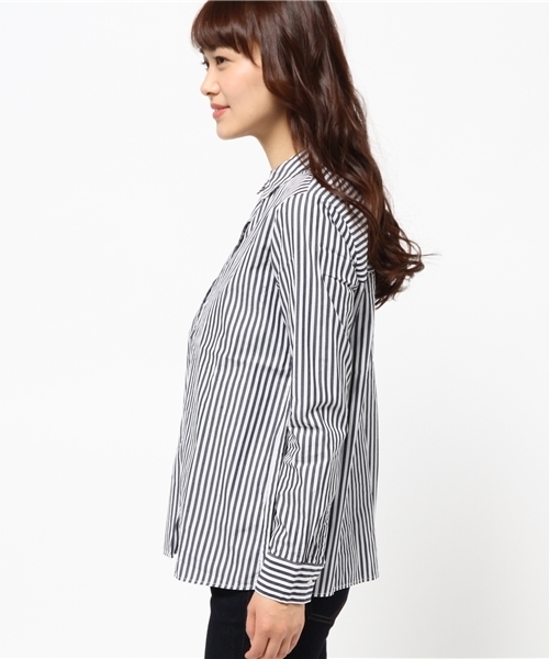 OUTLET（アウトレット）の「【CIAOPANIC TYPY】バックプリーツシャツ（シャツ/ブラウス・レディース・ネイビー/ホワイト・SMALL/MEDIUM）」の4枚目の写真