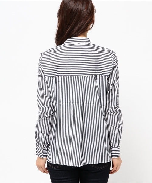 OUTLET（アウトレット）の「【CIAOPANIC TYPY】バックプリーツシャツ（シャツ/ブラウス・レディース・ネイビー/ホワイト・SMALL/MEDIUM）」の5枚目の写真