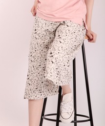 /nINE byおかべてつろうコラボ商品 猫総柄プリント 7分丈リラックスパンツ