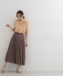 NATURAL BEAUTY BASIC | [洗える]サテンギャザースカート(スカート)