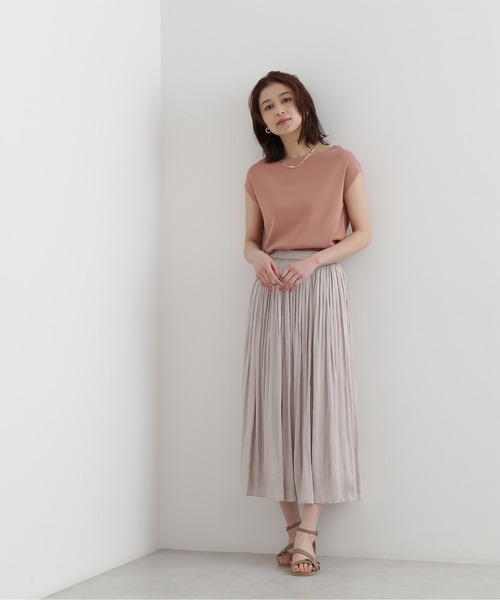 NATURAL BEAUTY BASIC（ナチュラルビューティーベーシック）の「[洗える]サテンギャザースカート（スカート・レディース・グレイッシュベージュ/ブラウン/ライトグリーン・X-SMALL/SMALL/MEDIUM）」の19枚目の写真