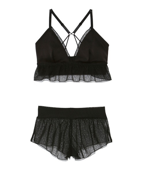LILY BROWN(リリーブラウン)の「【LILY BROWN Lingerie】ブラレット×ショーツ(チュールレース)(ブラ&ショーツ・レディース・ライトブルー/ブラック/アイボリー・SMALL/MEDIUM)」の9枚目の写真