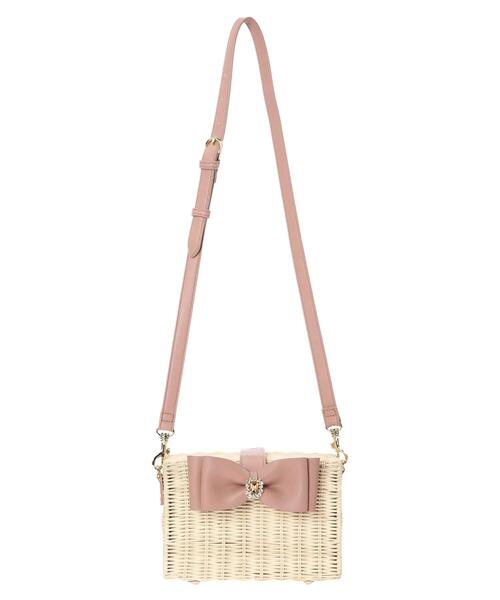 Maison de FLEUR(メゾンドフルール)の「ラタンリボンスクエアショルダーカゴバッグ(トートバッグ・レディース・ブラック/ピンク・FREE)」の18枚目の写真