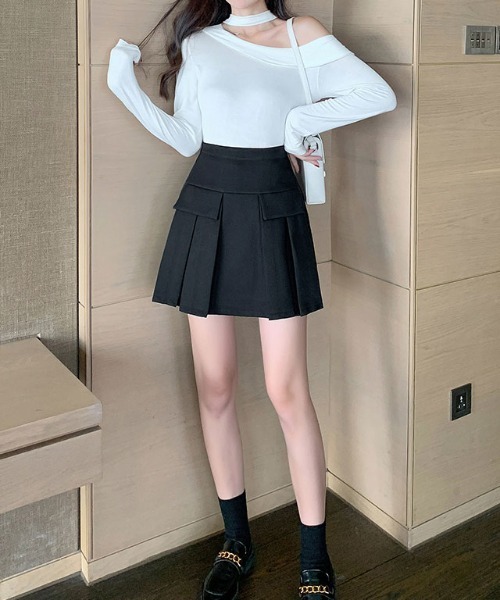 ibeul_（イベール）の「フラップ付きプリーツミニSK（スカート・レディース・ブラック/ブラウン/グレー・L/S/M）」の7枚目の写真