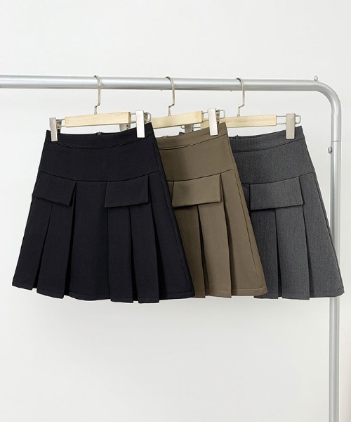 ibeul_（イベール）の「フラップ付きプリーツミニSK（スカート・レディース・ブラック/ブラウン/グレー・L/S/M）」の15枚目の写真