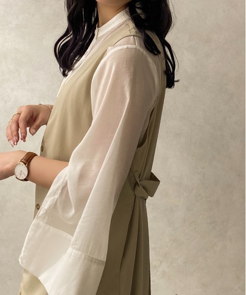 apres jour clair(アプレジュールクレア)の「【apres jour clair】バンドカラーシアーシャツ【ZOZOTOWN限定アイテム】(シャツ/ブラウス・レディース・イエロー/アイボリー/ベージュ/ブラウン系その他・X-LARGE/フリー)」の16枚目の写真