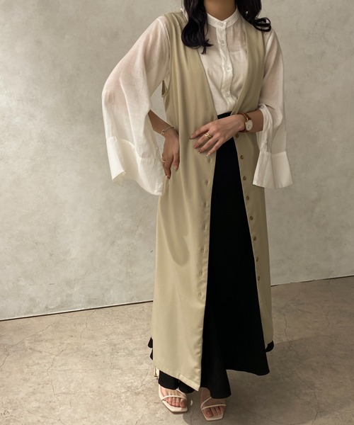 apres jour clair(アプレジュールクレア)の「【apres jour clair】バンドカラーシアーシャツ【ZOZOTOWN限定アイテム】(シャツ/ブラウス・レディース・イエロー/アイボリー/ベージュ/ブラウン系その他・X-LARGE/フリー)」の13枚目の写真